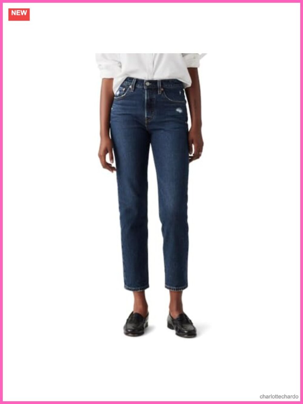 High Rise Cropped Straight Leg Jeans Distressed Denim